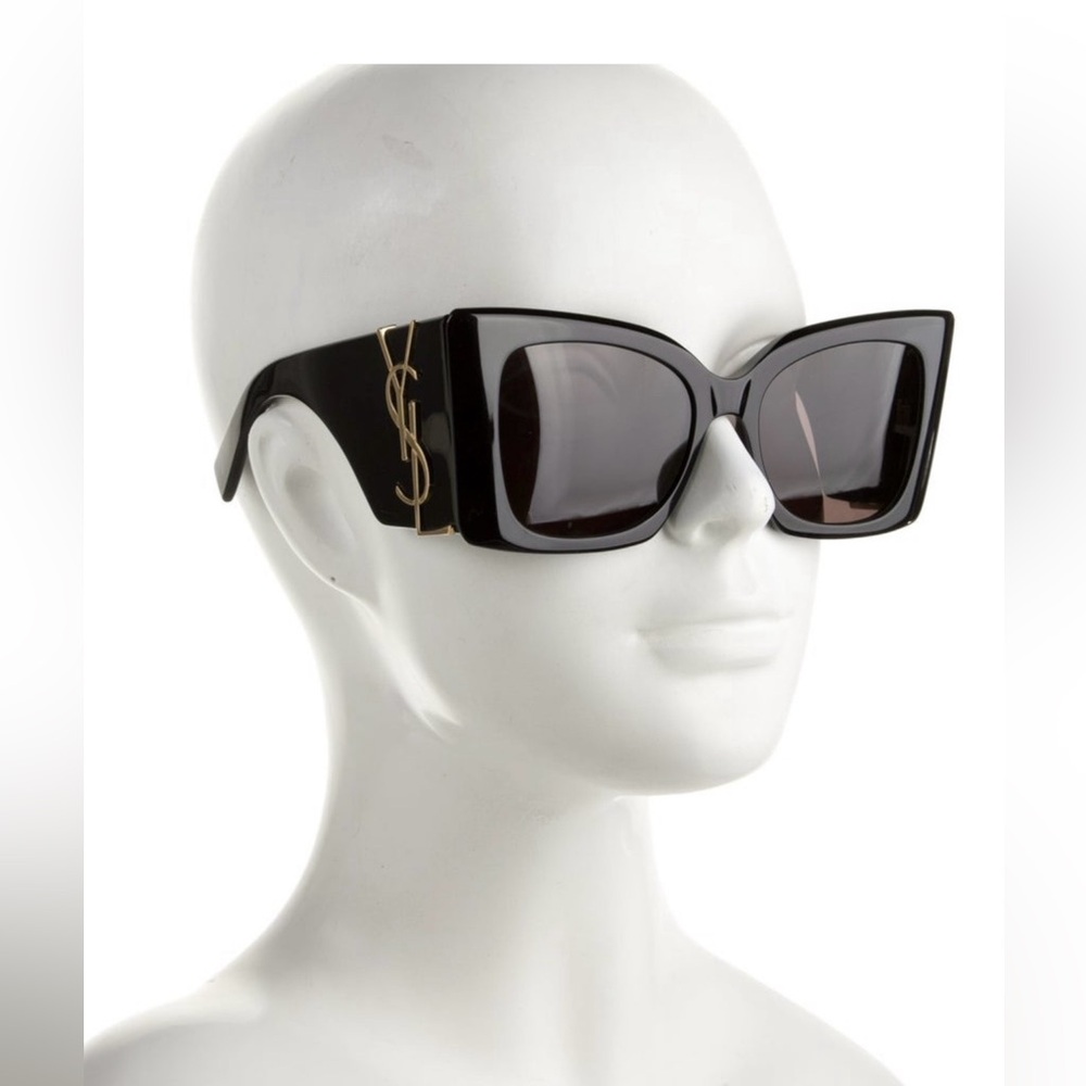 Yves Saint Laurent Black Sunglasses with Gold Logo